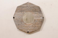 Spanish Octagonal-Shaped Wooden Antique "Brasero" with Mirror, Artisan Created