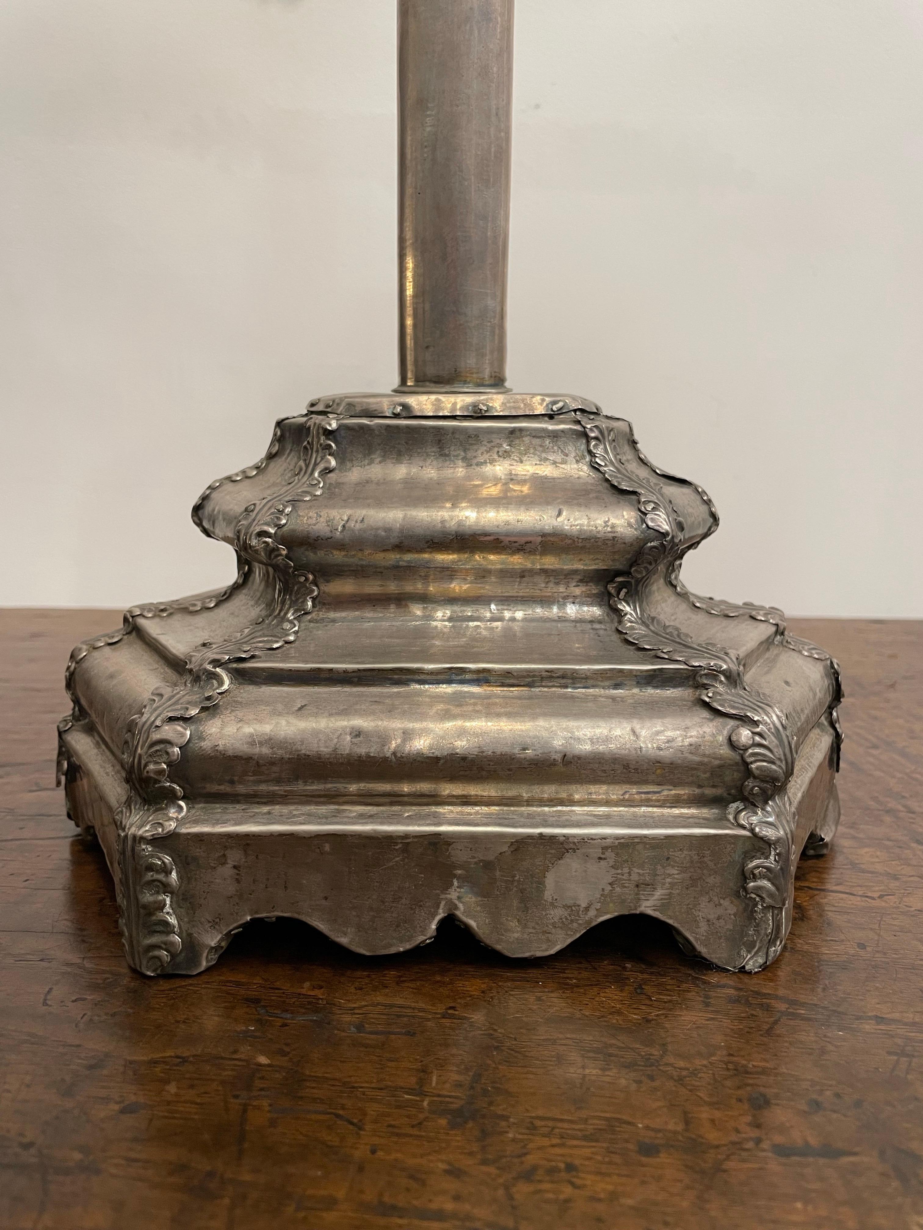 A Spanish Silver-Plated Altar Crucifix, 19th Century For Sale 2