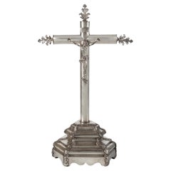Spanisches versilbertes Altarkreuz, 19. Jahrhundert