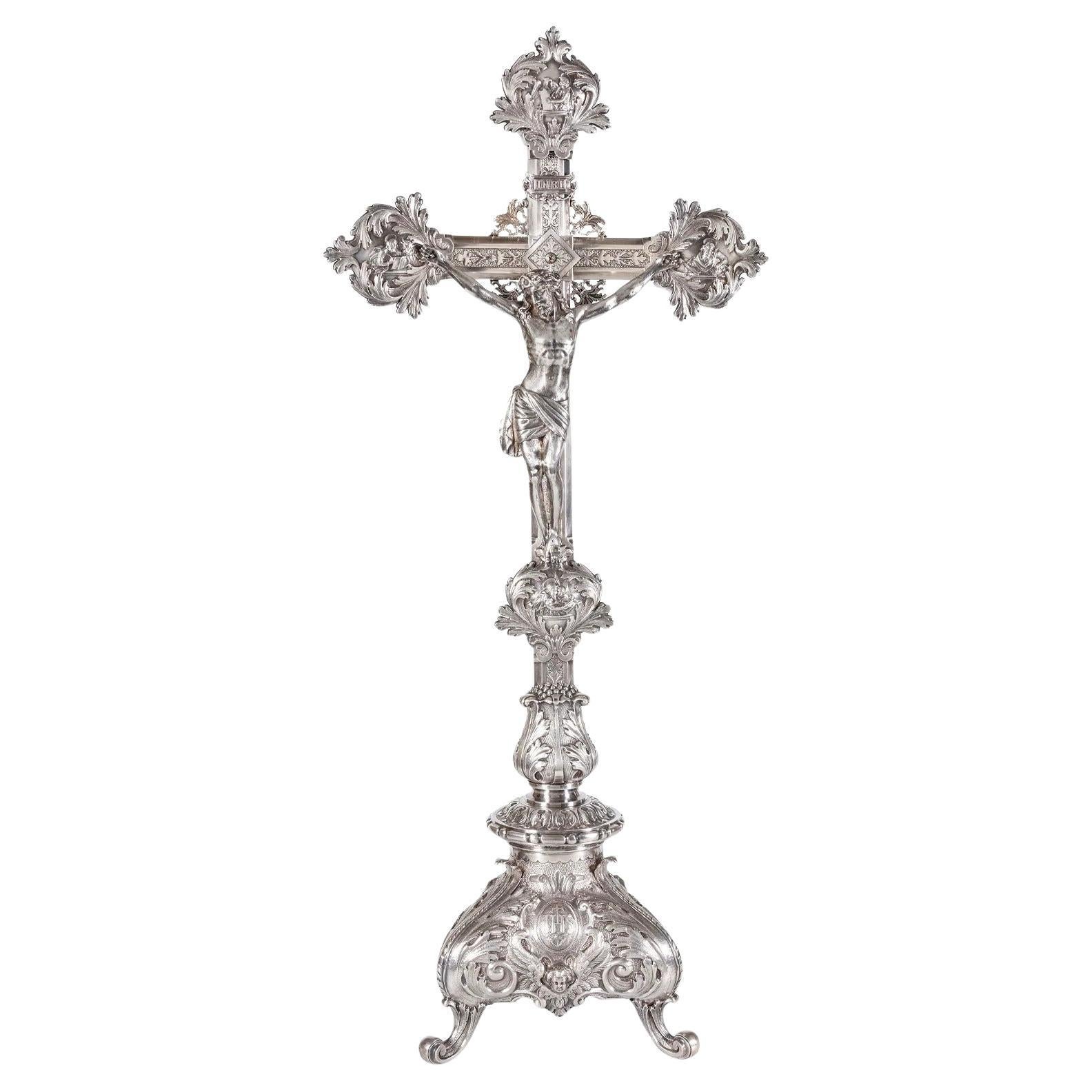 A Spanish Silver-Plated Crucifix, 19th Century