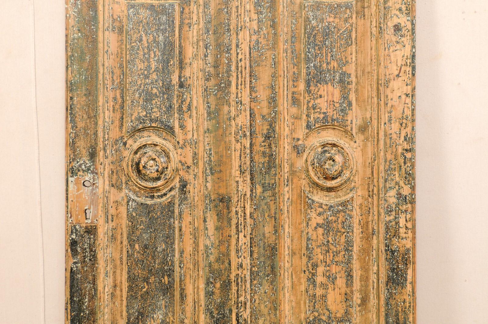 Spanish Single Nicely Carved Raised-Panel Wood Door, Early 19th Century 1