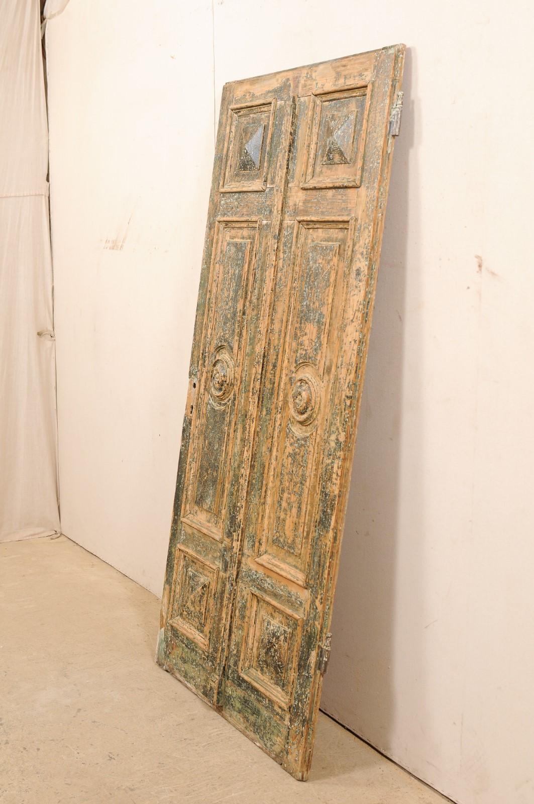 Spanish Single Nicely Carved Raised-Panel Wood Door, Early 19th Century 3