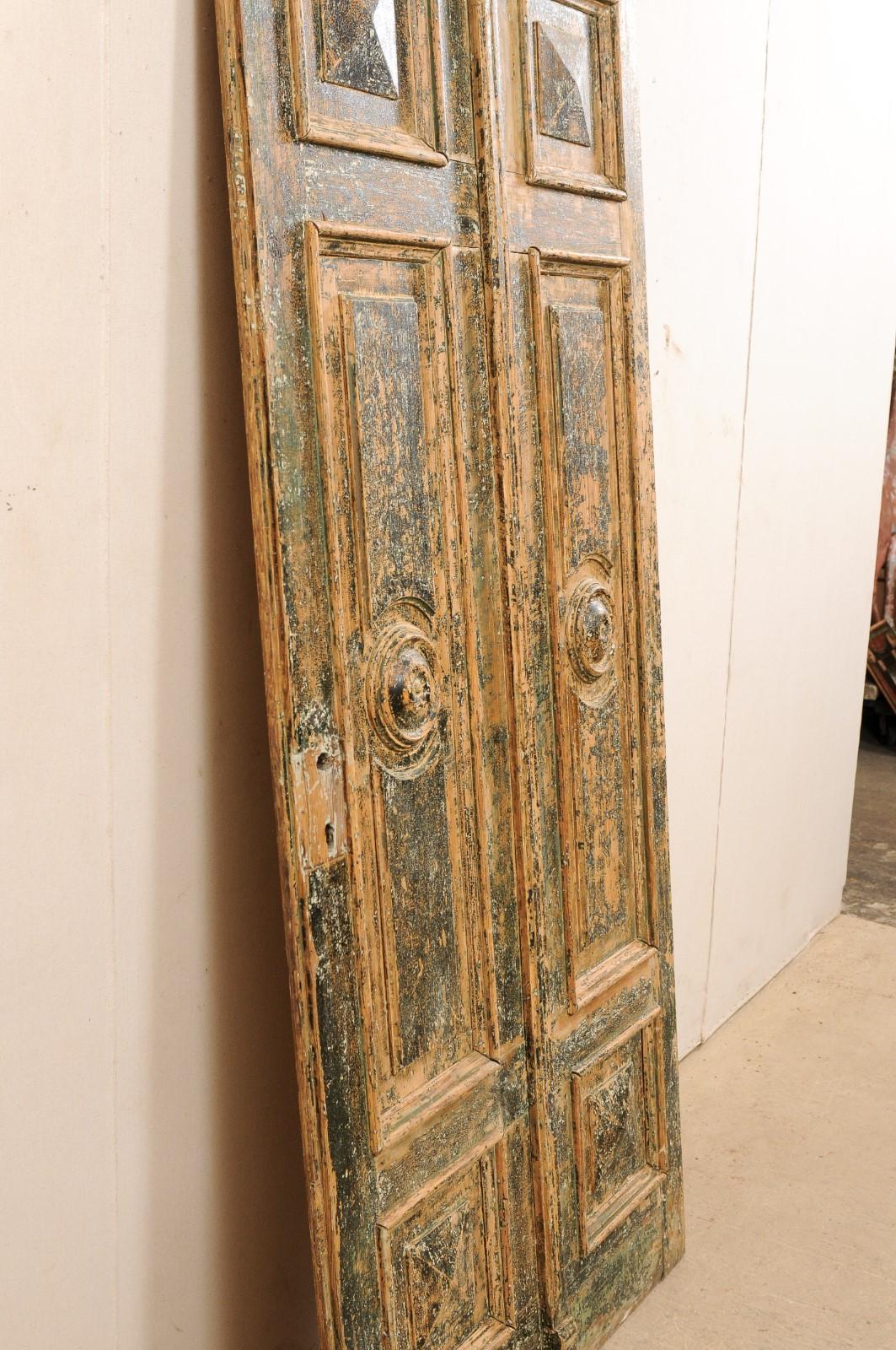 Spanish Single Nicely Carved Raised-Panel Wood Door, Early 19th Century 4