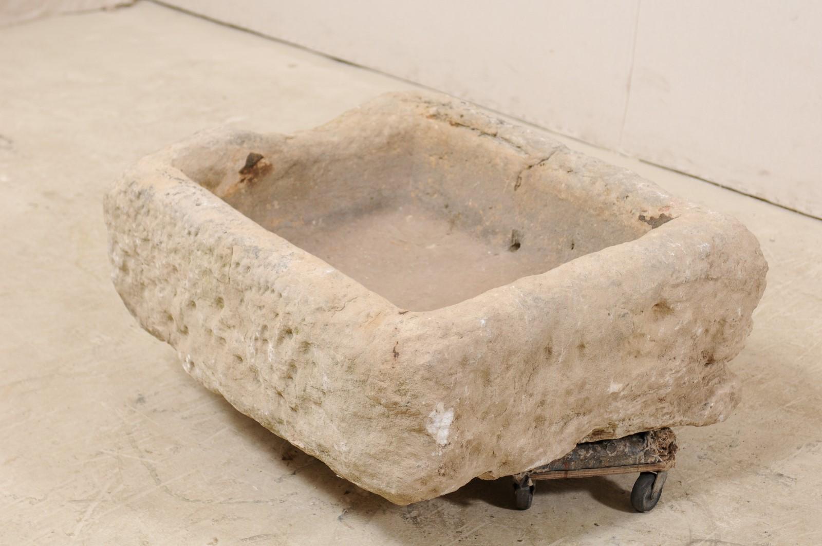 Spanish Stone Basin or Planter from the 19th Century 7
