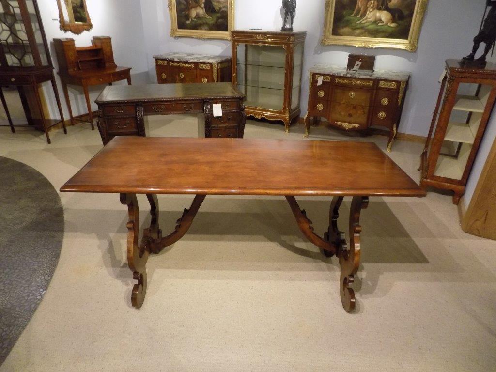Early 20th Century Spanish Style Walnut Antique Refectory Dining Table For Sale