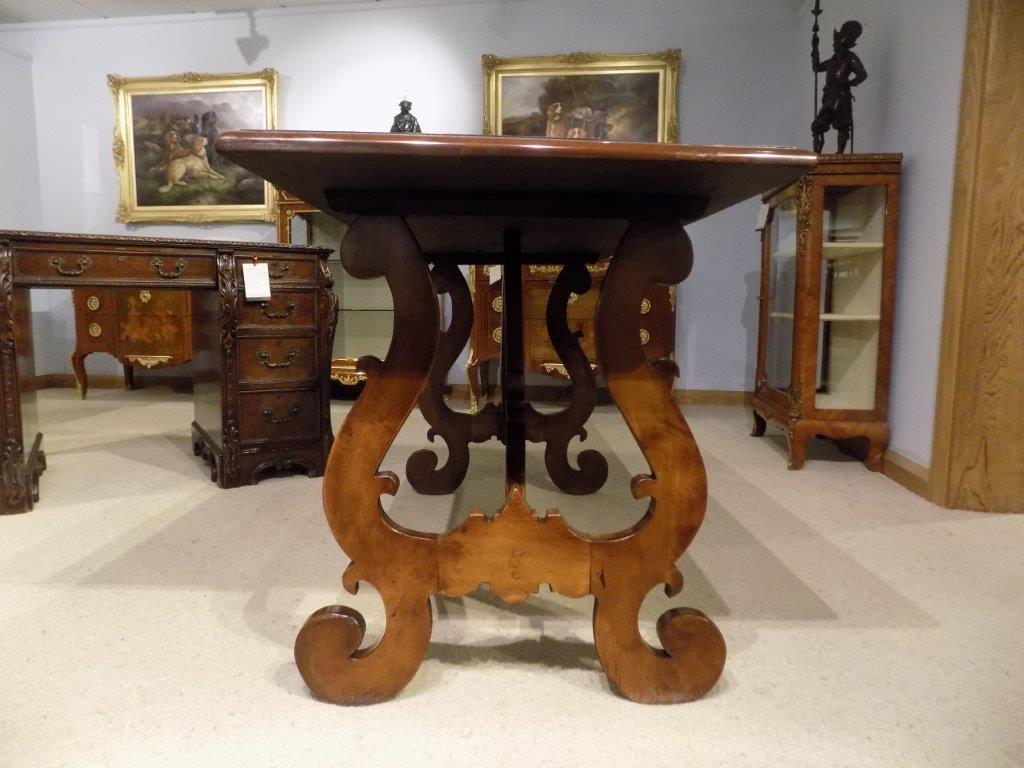 Spanish Style Walnut Antique Refectory Dining Table For Sale 1