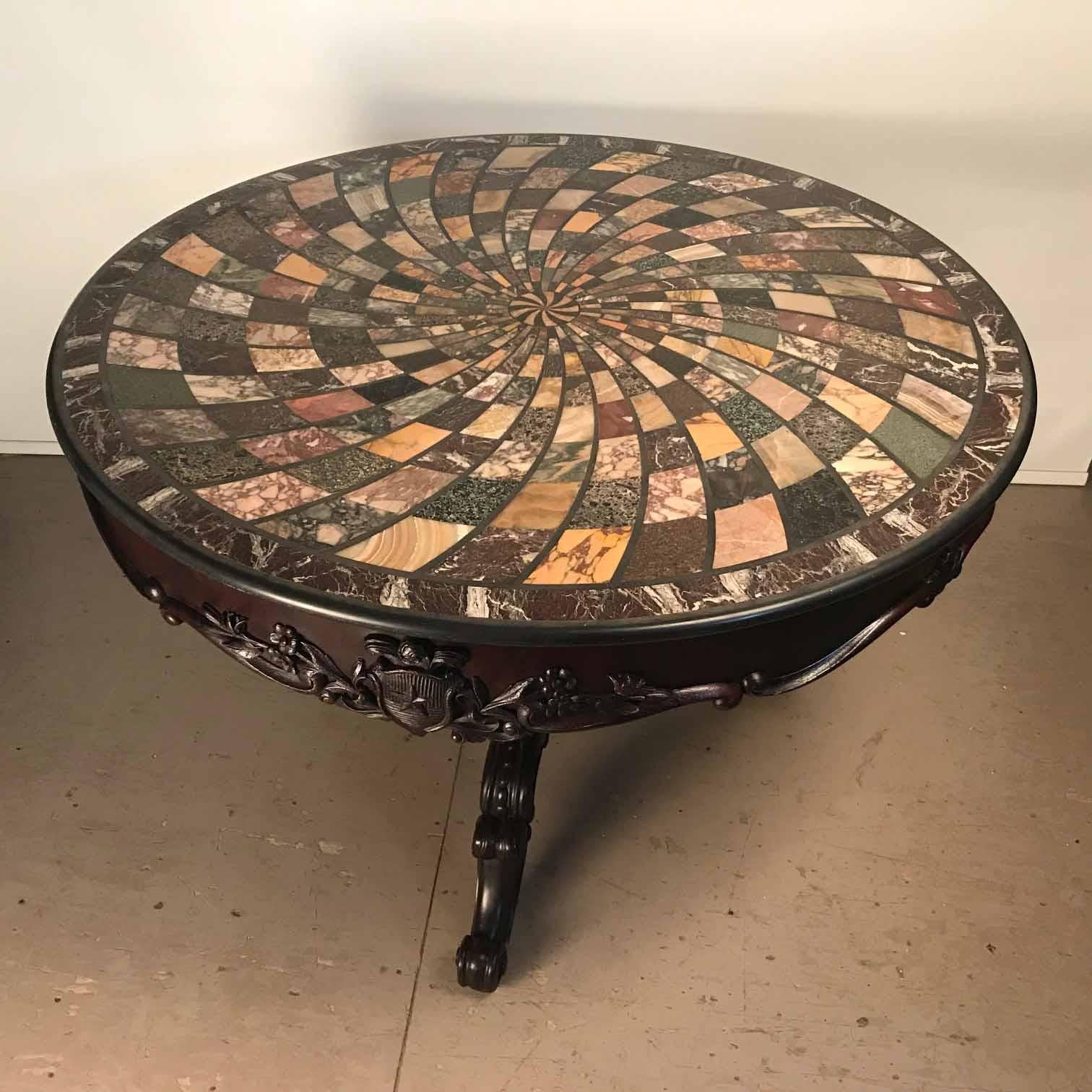 Hand-Crafted Specimen Marble-Topped Table, Grand Tour For Sale