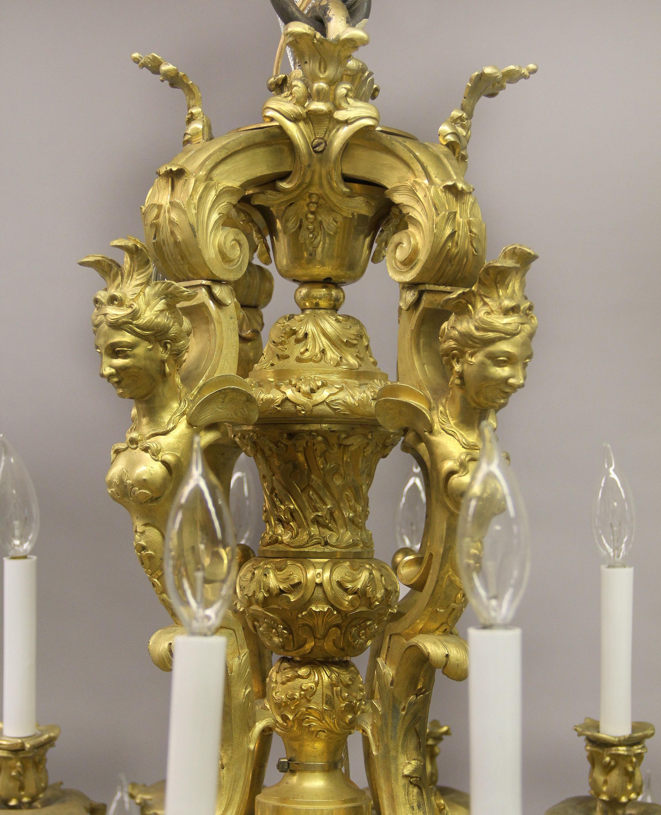 Belle Époque Spectacular and Palatial 19th Century Gilt Bronze Twenty Four Light Chandelier For Sale