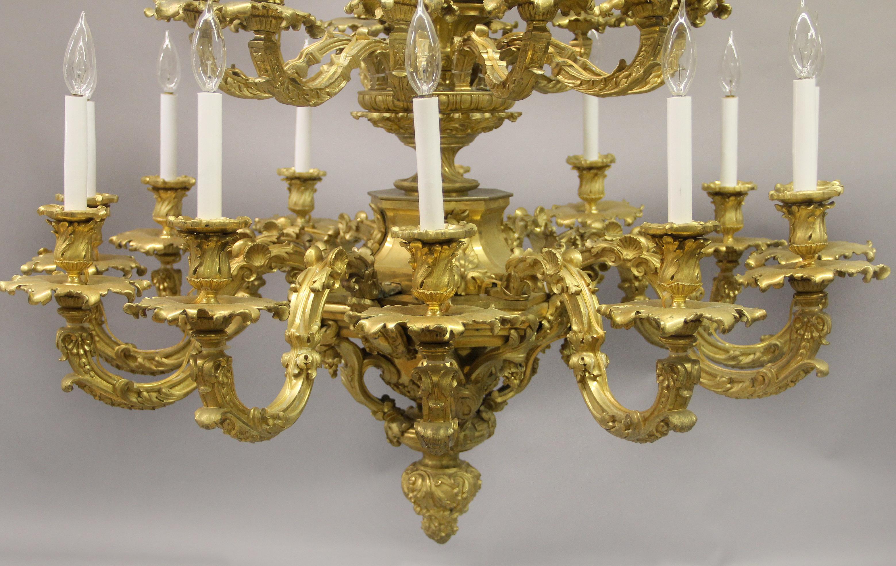 Spectacular and Palatial 19th Century Gilt Bronze Twenty Four Light Chandelier For Sale 1