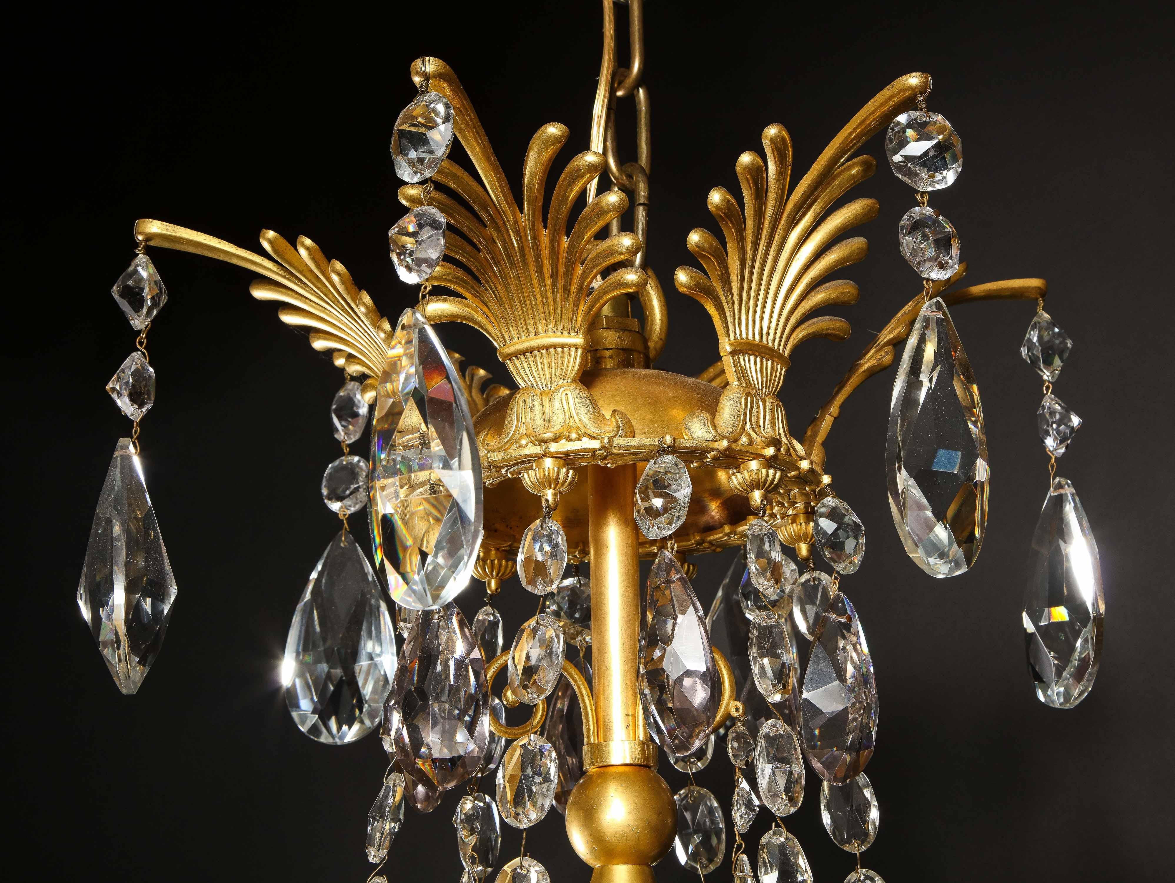 Spectacular Antique French Louis XVI Style Gilt Bronze and Crystal Chandelier For Sale 11
