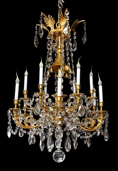 Spectacular Antique French Louis XVI Style Ormolu and Crystal Chandelier