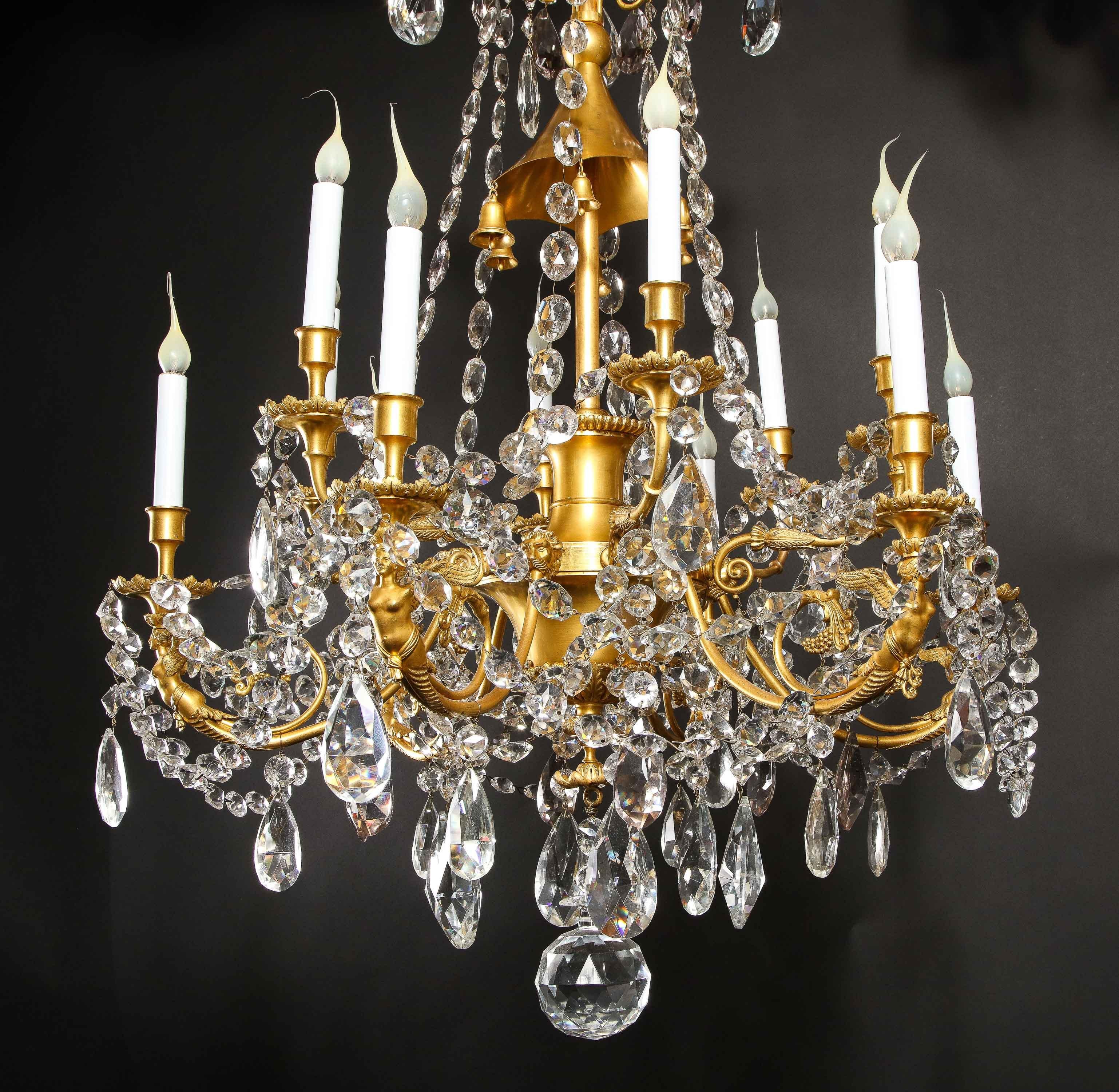 Spectacular Antique French Louis XVI Style Gilt Bronze and Crystal Chandelier For Sale 2