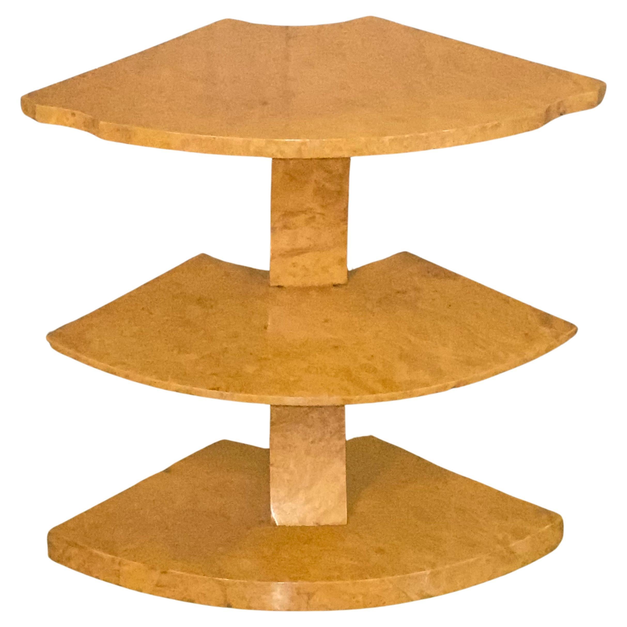 A Spectacular Art Deco Blonde Burr Maple H&L Epstein Nest of Tables Circa 1930's For Sale 5