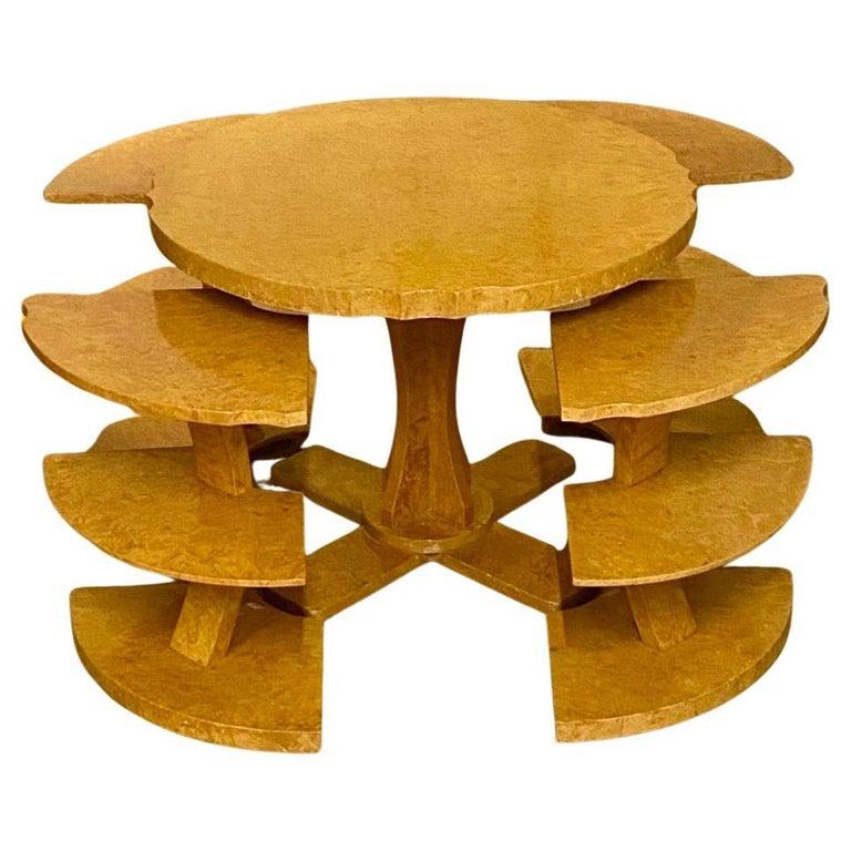 A Spectacular Art Deco Blonde Burr Maple H&L Epstein Nest of Tables Circa 1930's For Sale 12