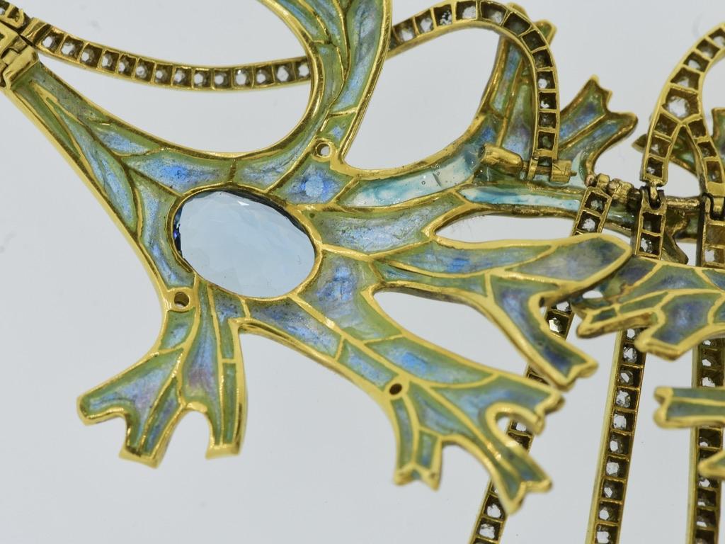 A Spectacular Art Nouveau Plique a Jour Antike Halskette, um 1905. 5