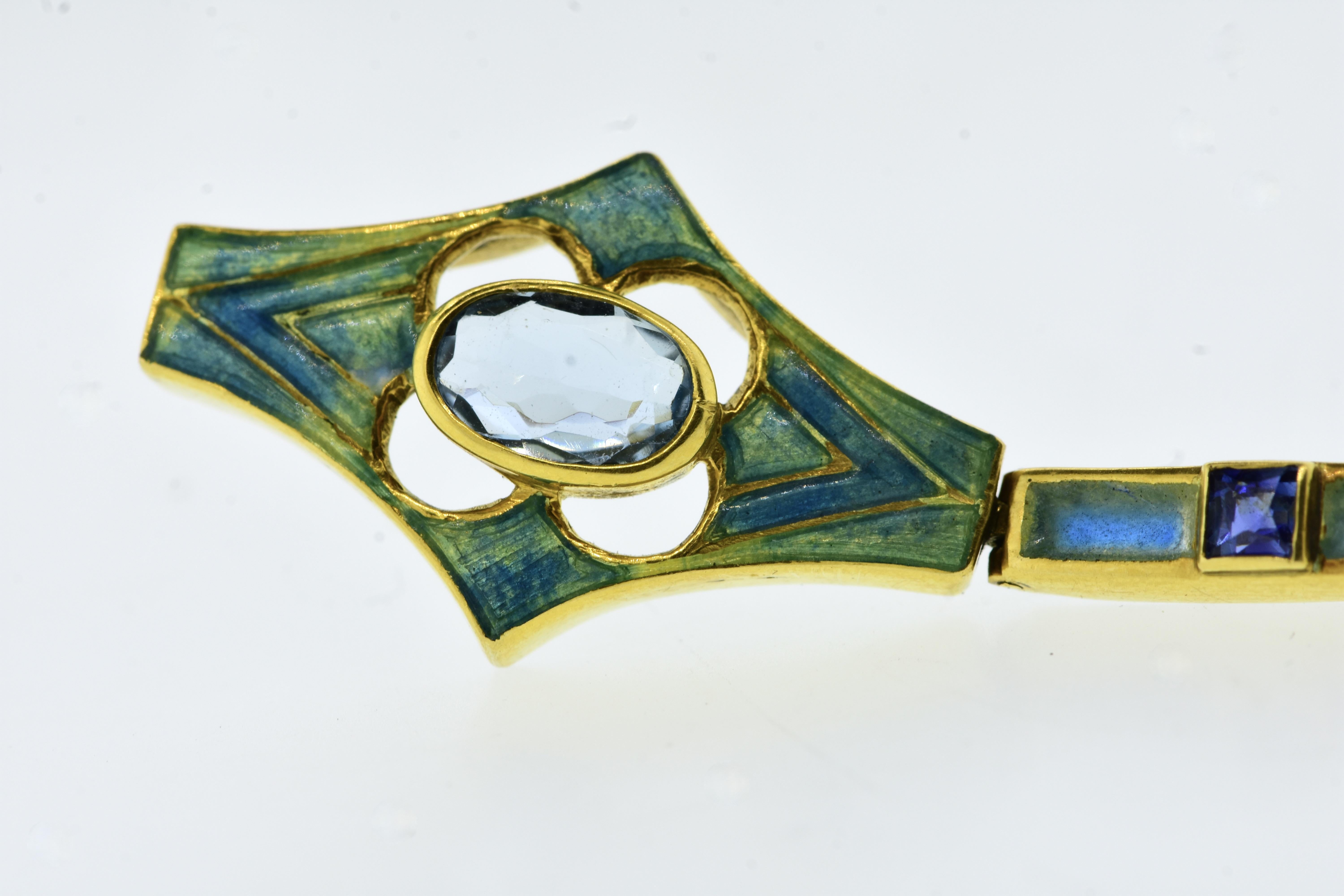 A Spectacular Art Nouveau Plique a Jour Antike Halskette, um 1905. 8