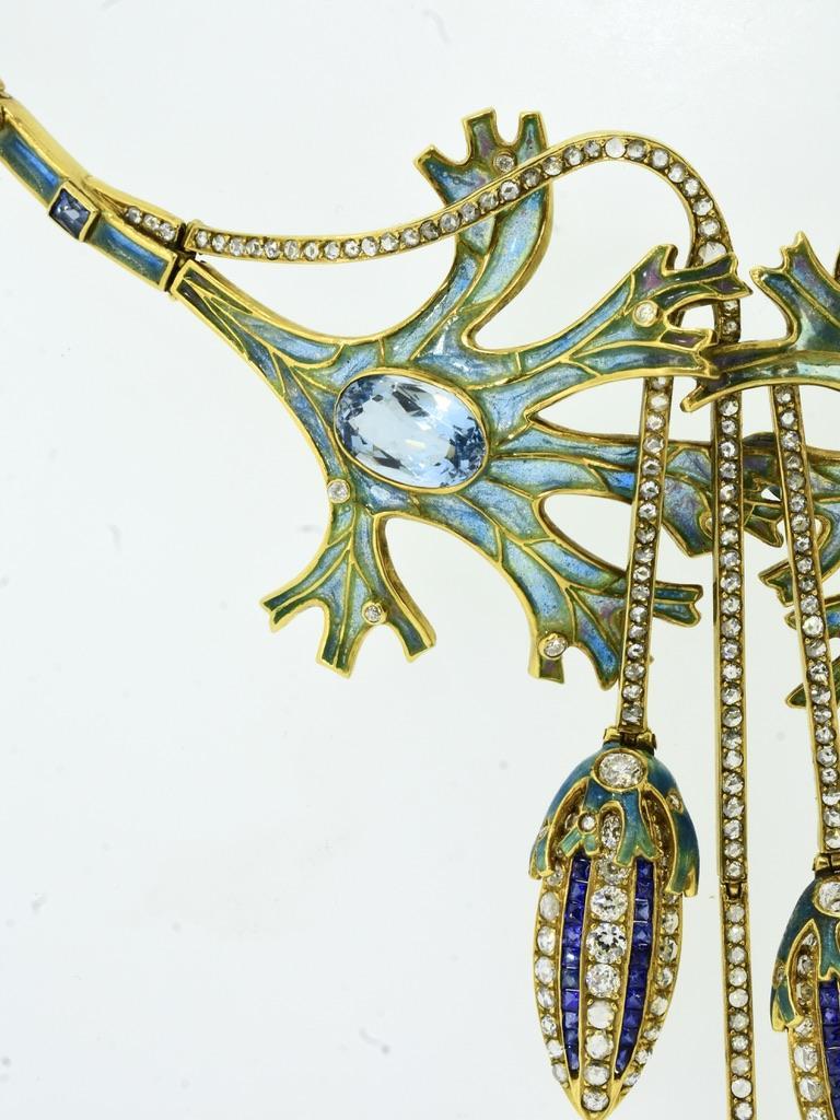 A Spectacular Art Nouveau Plique a Jour Antike Halskette, um 1905. für Damen oder Herren