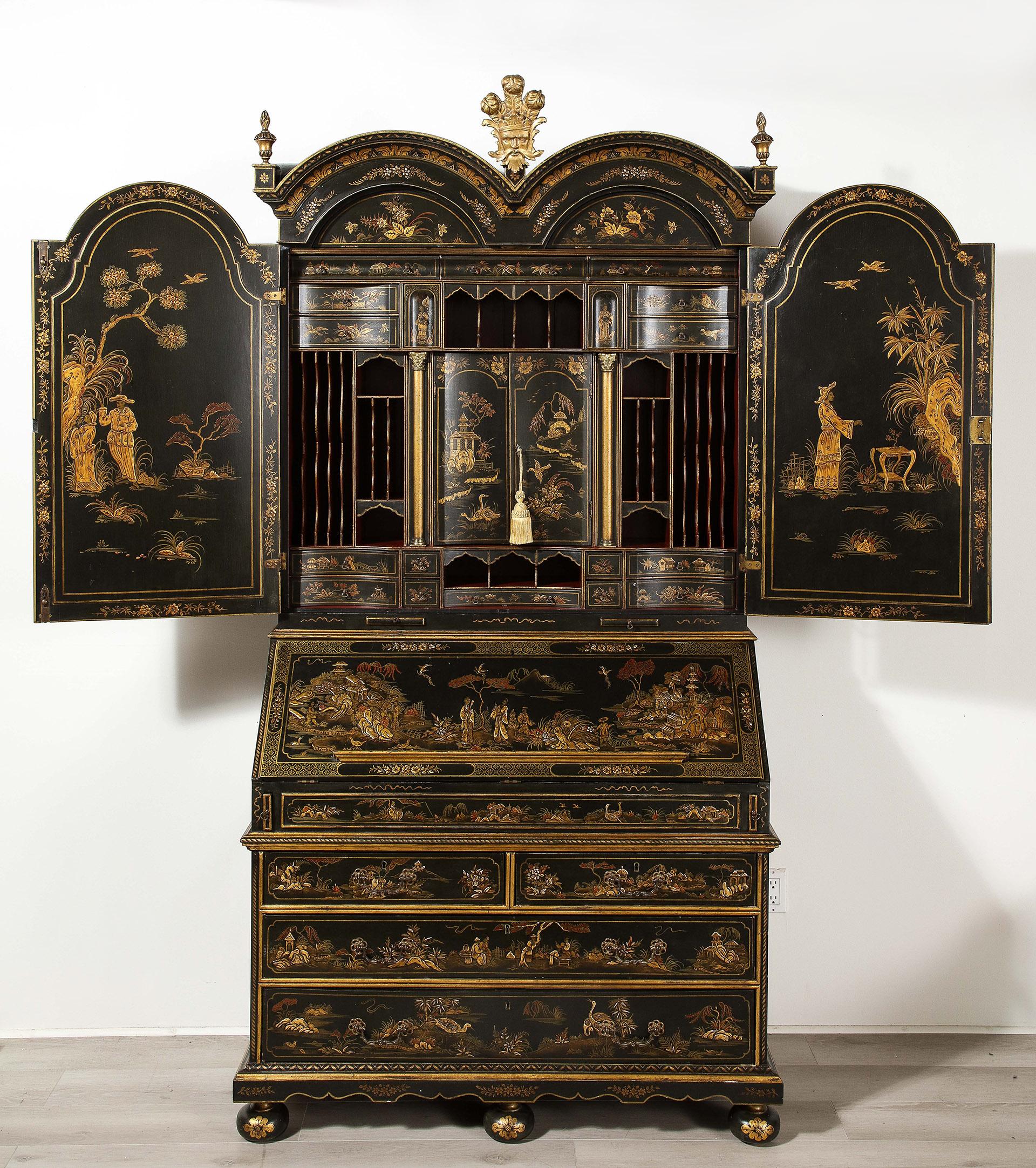 British A Spectacular English Chinoiserie Secretary For Sale