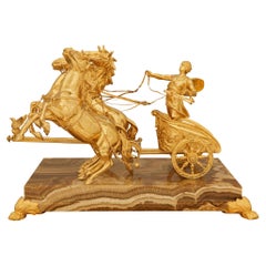 Spectaculaire statue italienne du 19ème siècle en Fiorito d'albâtre et ormolu