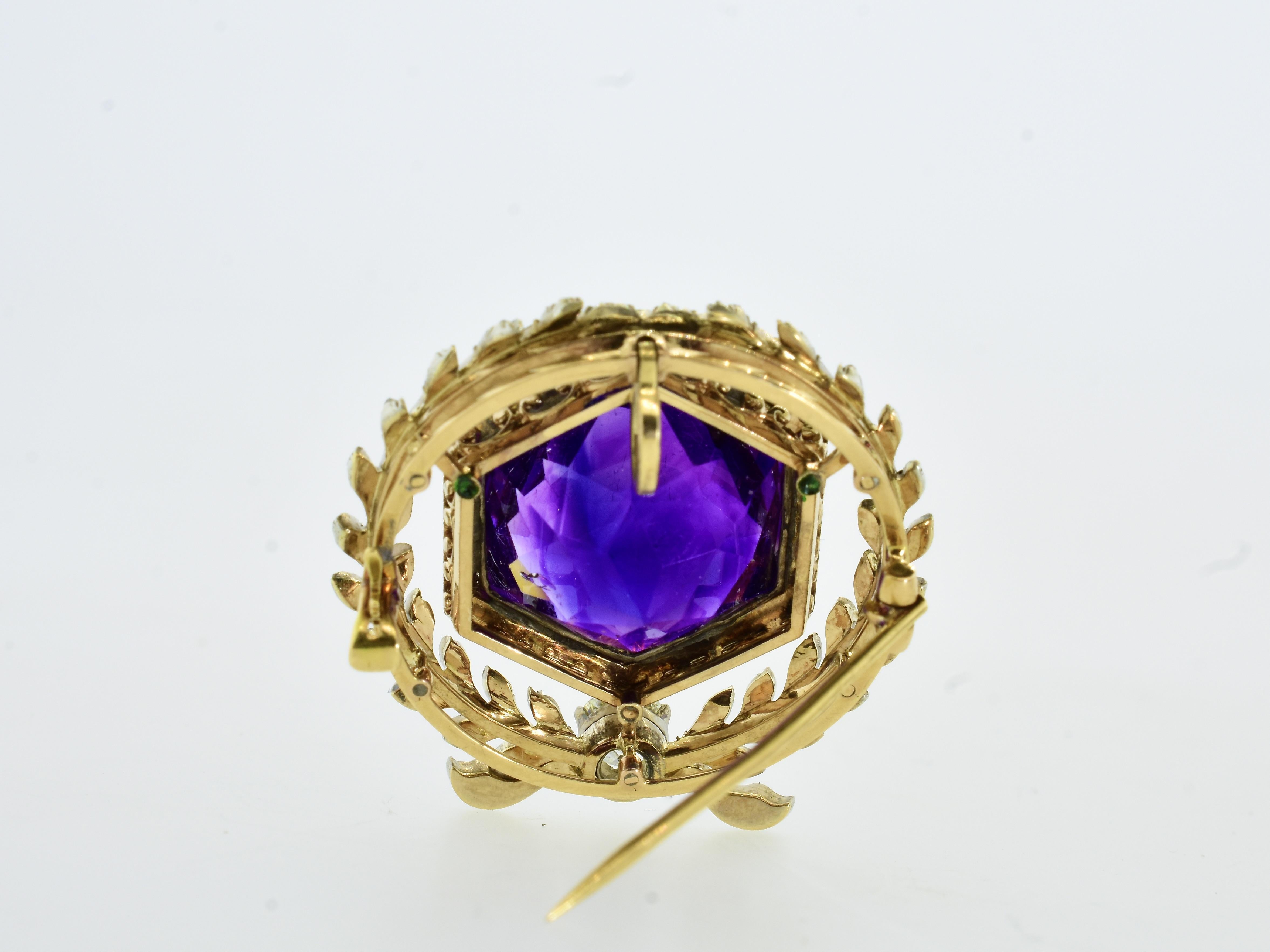 A Spectacular Large Siberian Amethyst and Diamond Pendant/Brooch, c. 1860 8