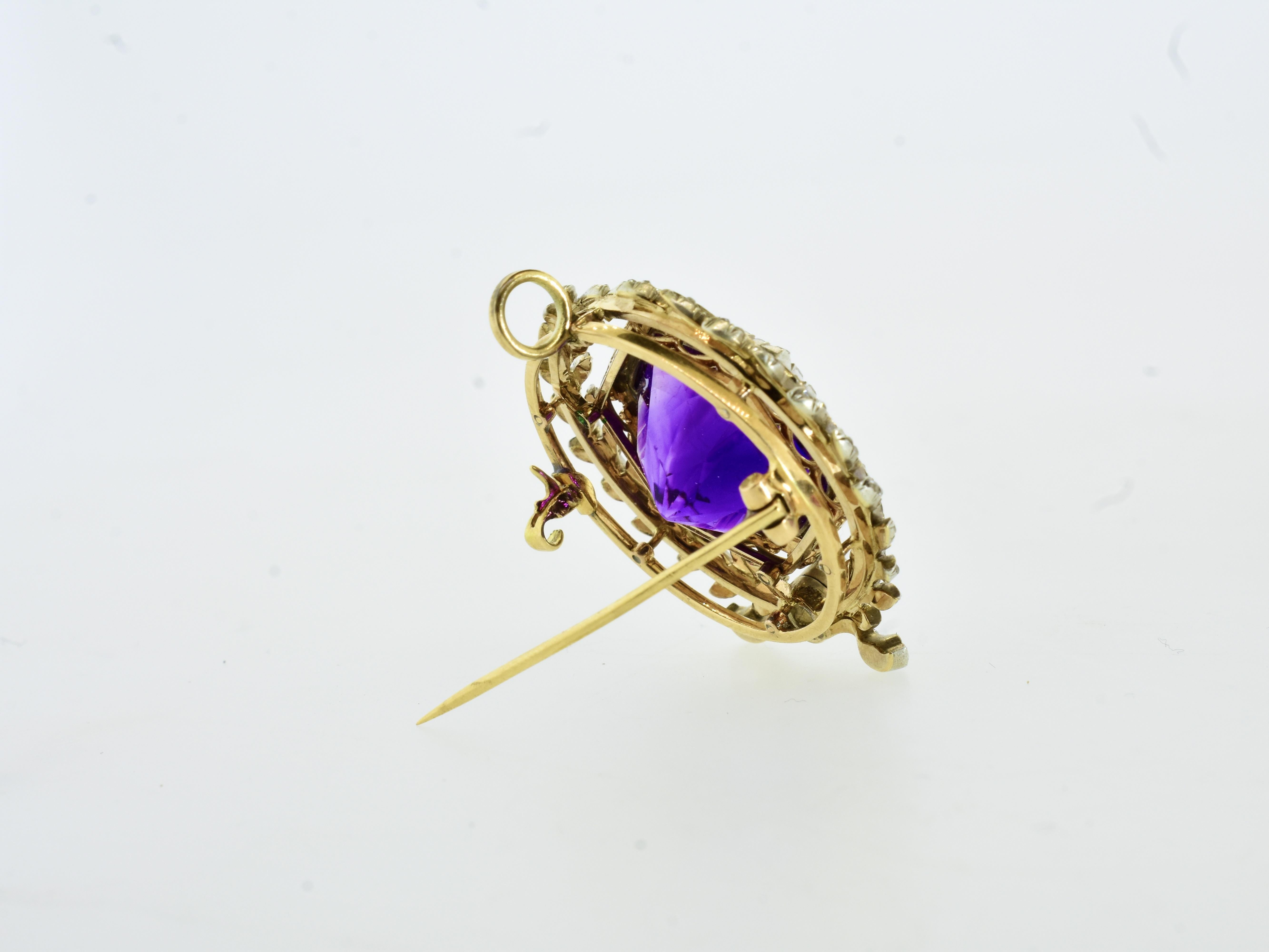 A Spectacular Large Siberian Amethyst and Diamond Pendant/Brooch, c. 1860 10