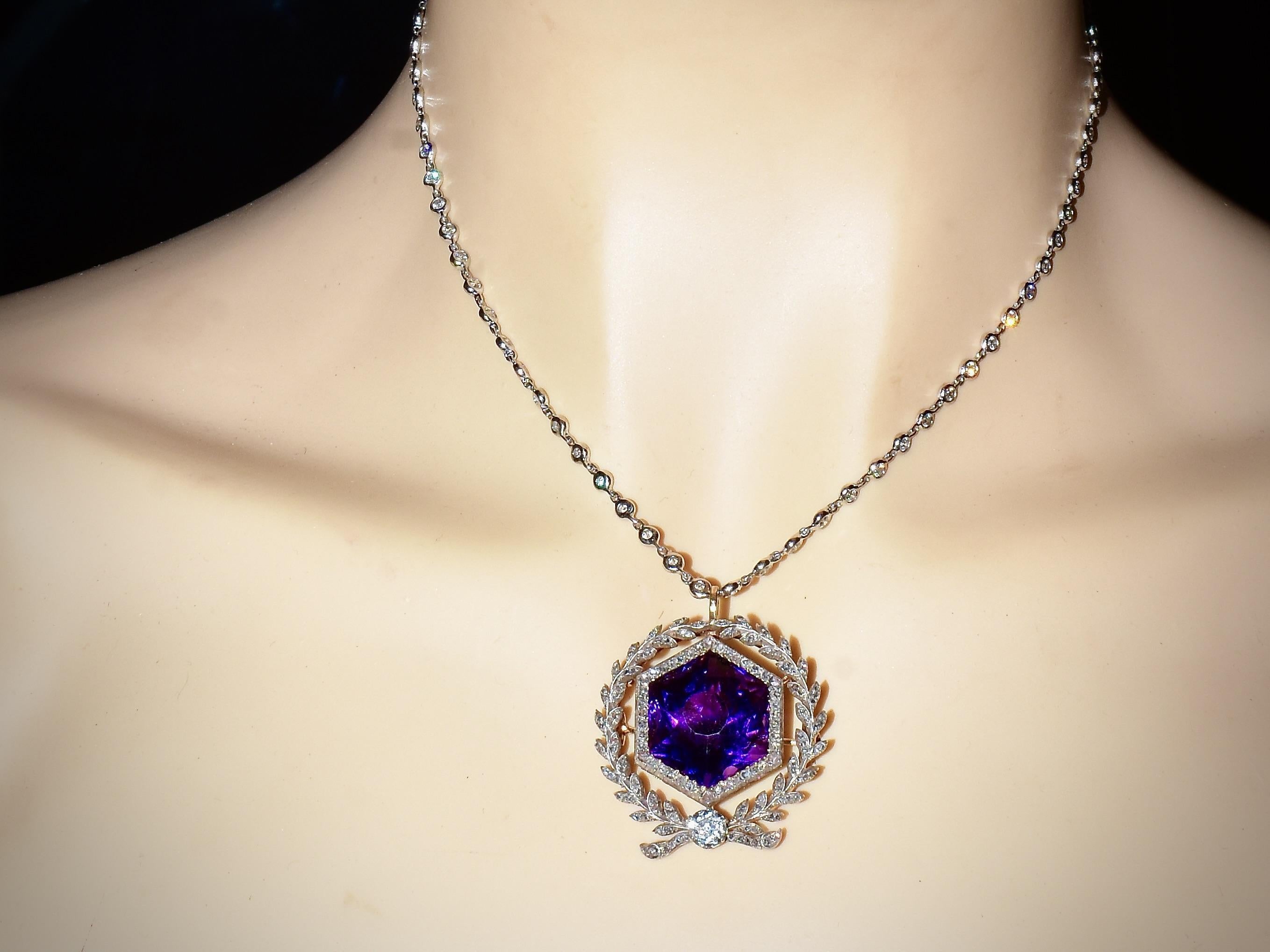 A Spectacular Large Siberian Amethyst and Diamond Pendant/Brooch, c. 1860 1