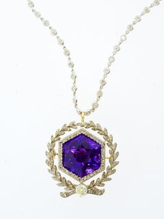 A Spectacular Large Siberian Amethyst and Diamond Pendant/Brooch, c. 1860