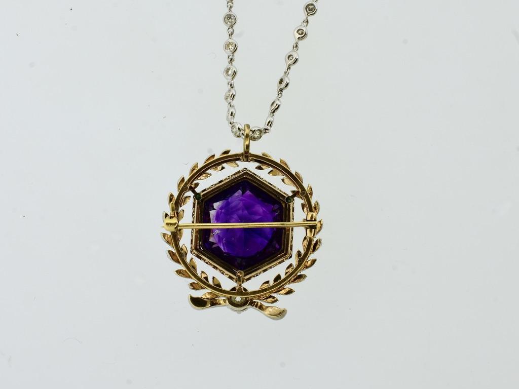 A Spectacular Large Siberian Amethyst and Diamond Pendant/Brooch, c. 1860 3