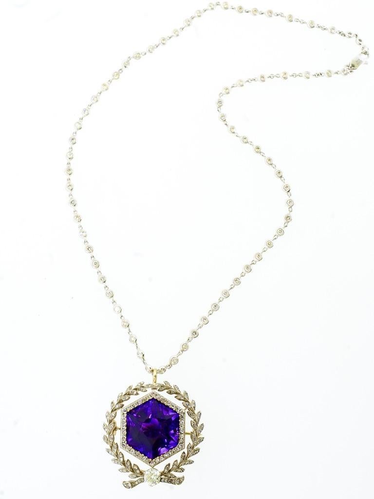 A Spectacular Large Siberian Amethyst and Diamond Pendant/Brooch, c. 1860 5
