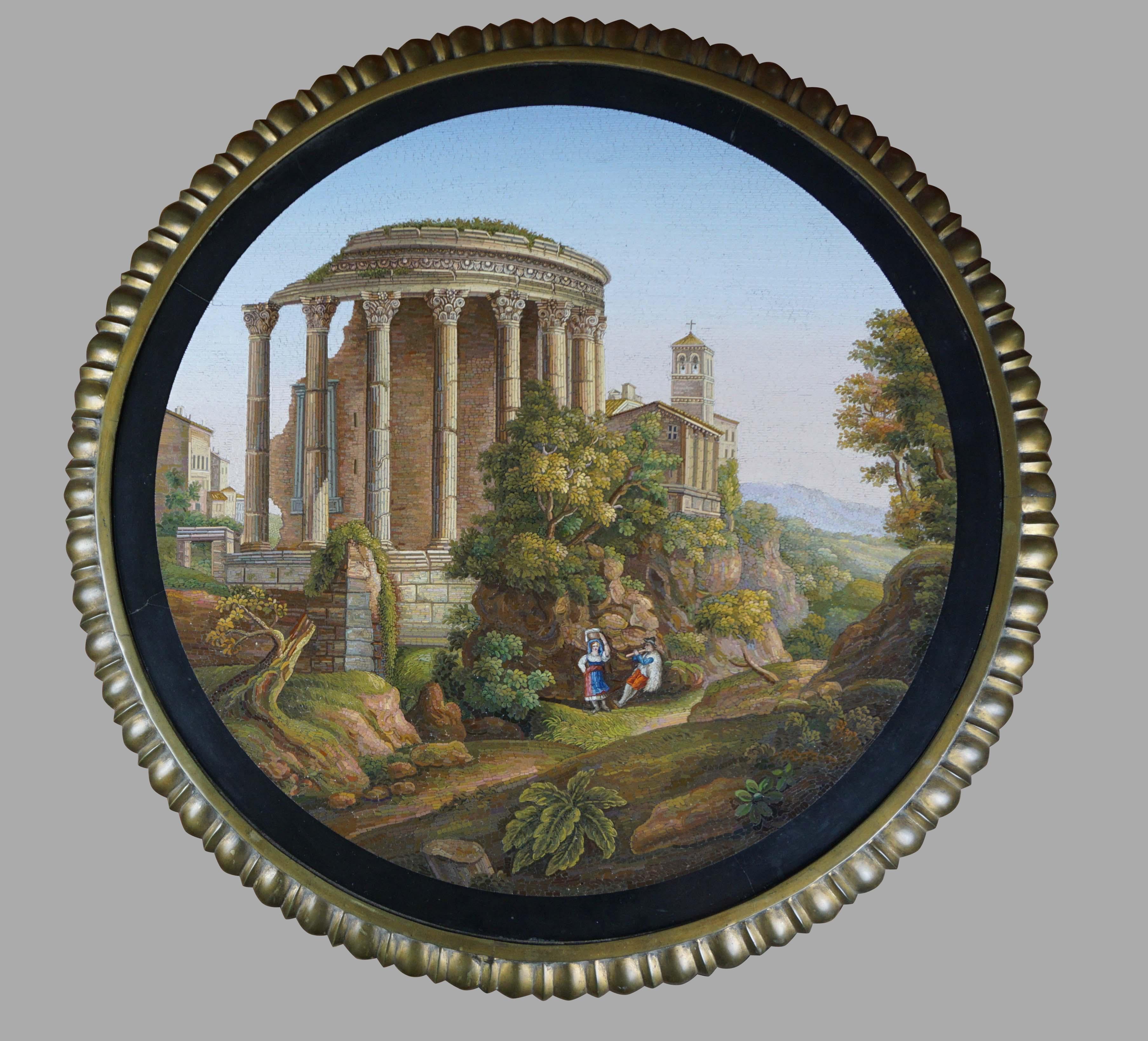 Grand Tour A Spectacular Pair of Large Italian Micromosaic Plaques Now Mounted as Tables