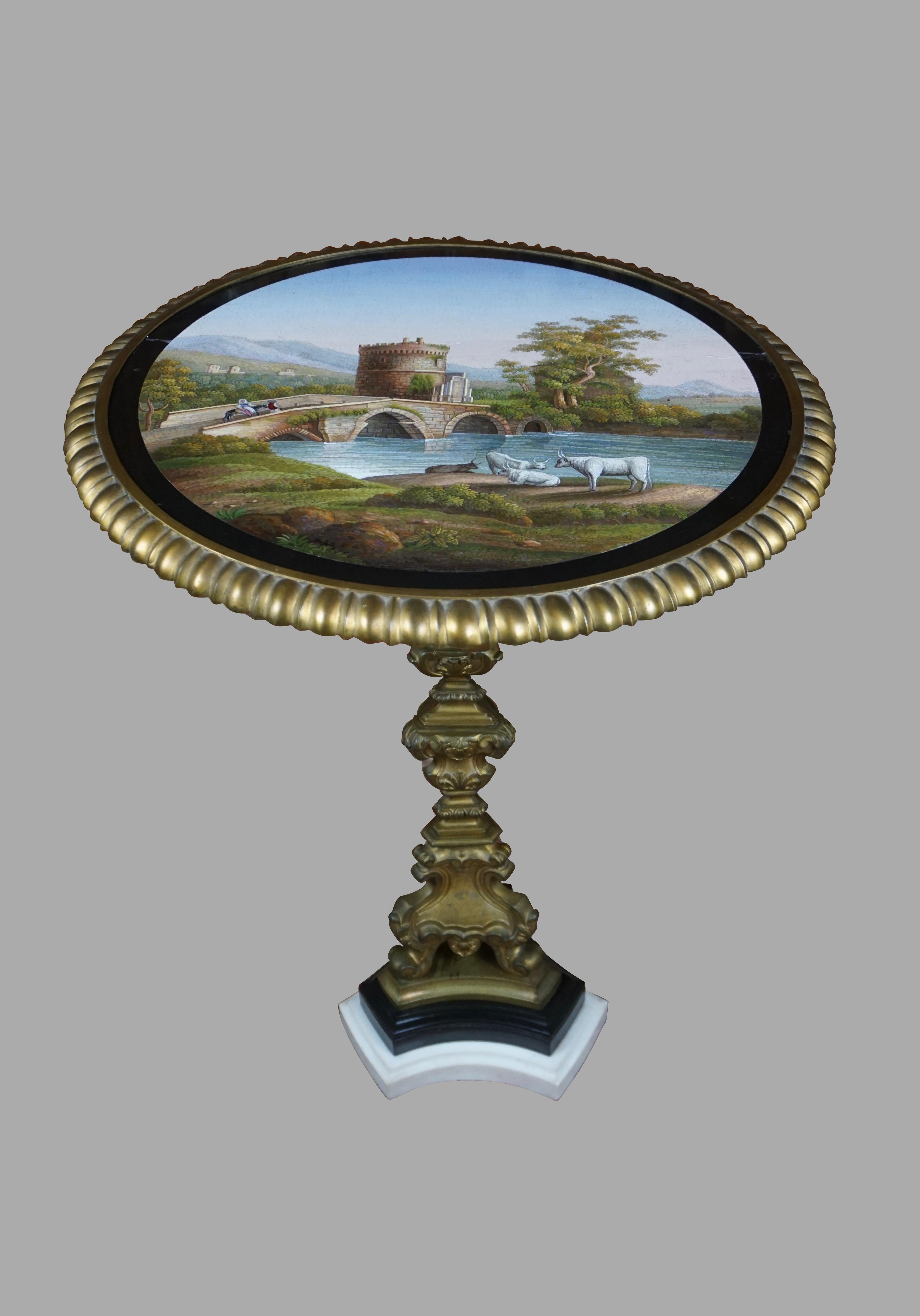 Mosaic A Spectacular Pair of Large Italian Micromosaic Plaques Now Mounted as Tables