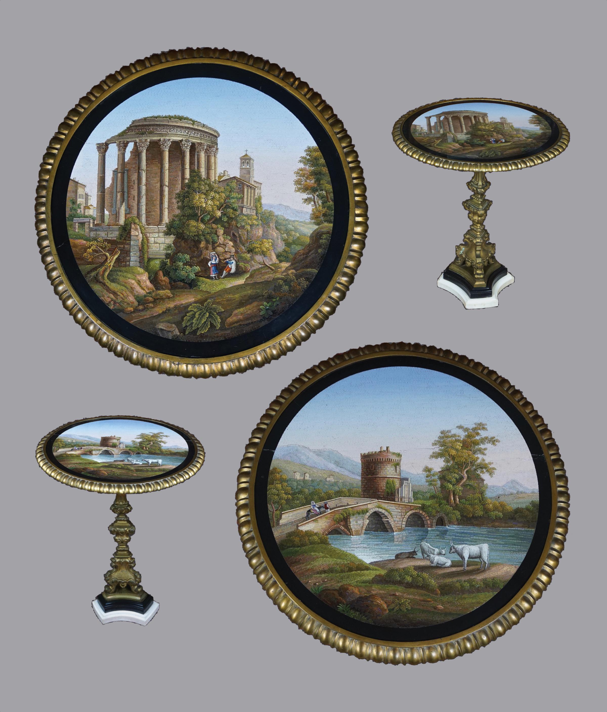 A Spectacular Pair of Large Italian Micromosaic Plaques Now Mounted as Tables