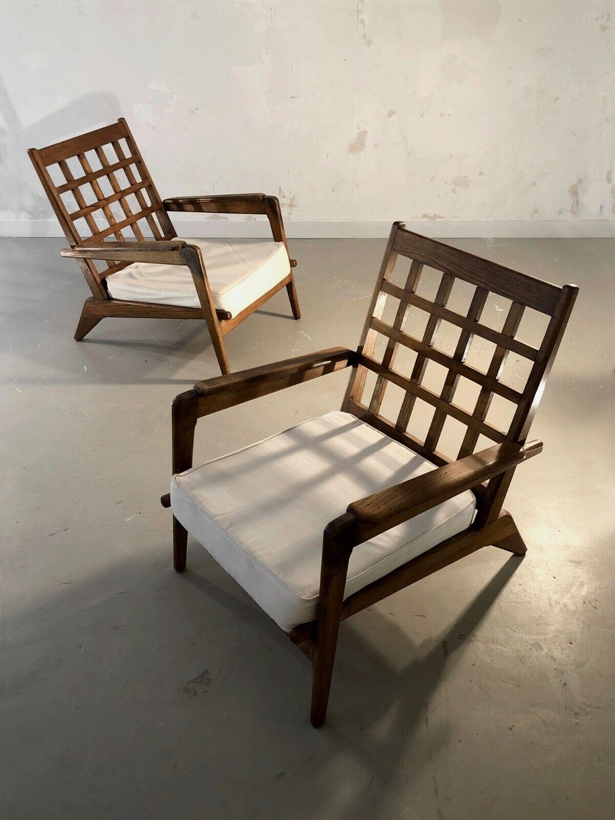 2 POLTRONE MODERNISTE in Oak in stile RENE GABRIEL & PIERRE GUARICHE, Francia 1950 in vendita 3