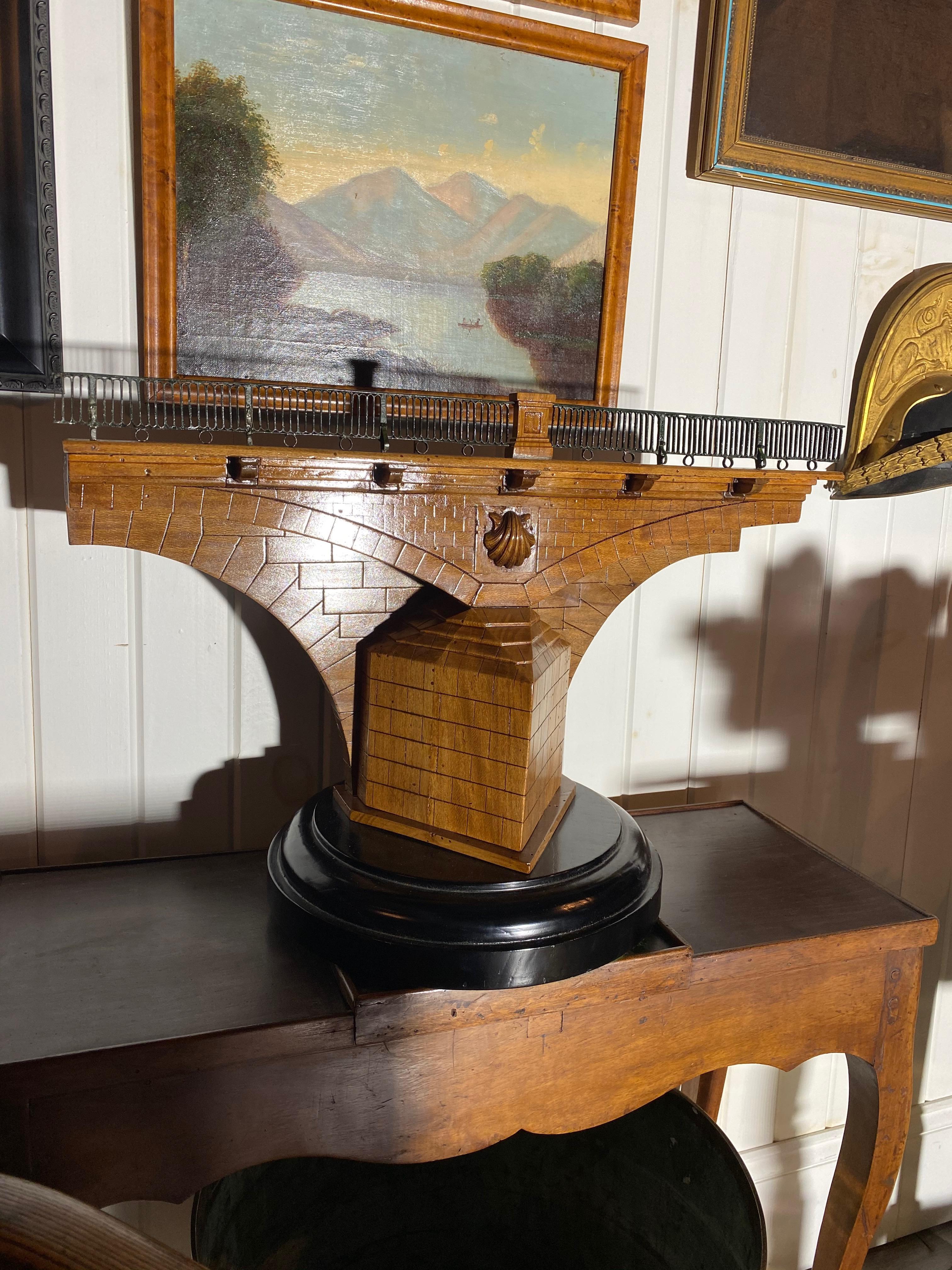 English Spectacular Stained Beech Model of a Bridge Pier, Collection of Carter Burden