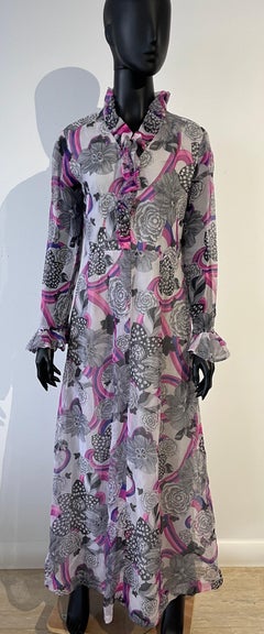 A spectacular vintage 1970’s patterned long evening dress 