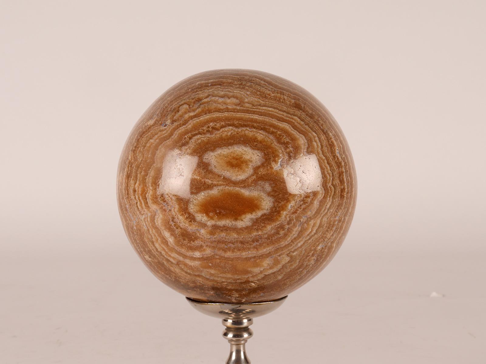 Silver A sphere of Aragonite stone, Italy 1870.  For Sale