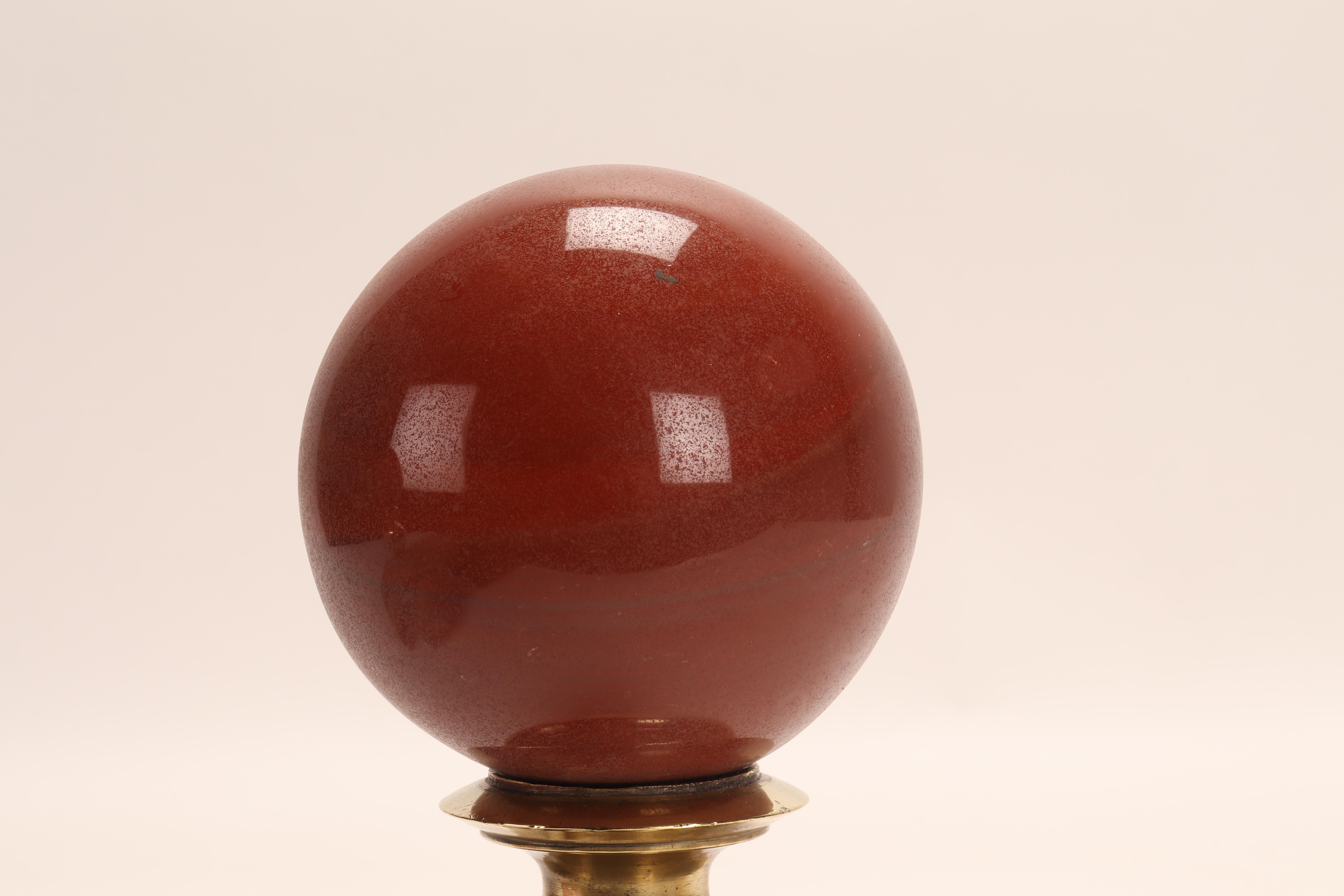 Brass Sphere of Red Jasper, Italy, 1870 For Sale
