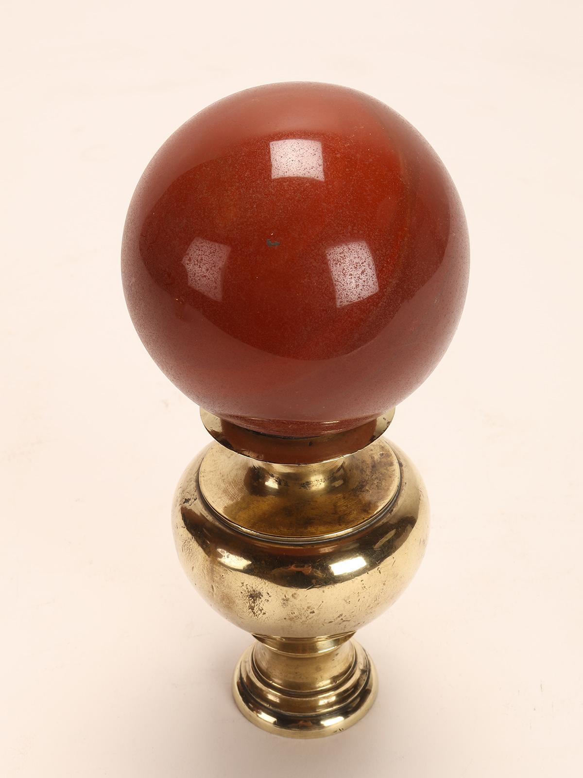 A sphere of red jasper, mounted on a brass base, Italy 1890. For Sale 3