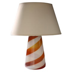 Spiral Orange and White Murano Glass Vase as a Table Lamp