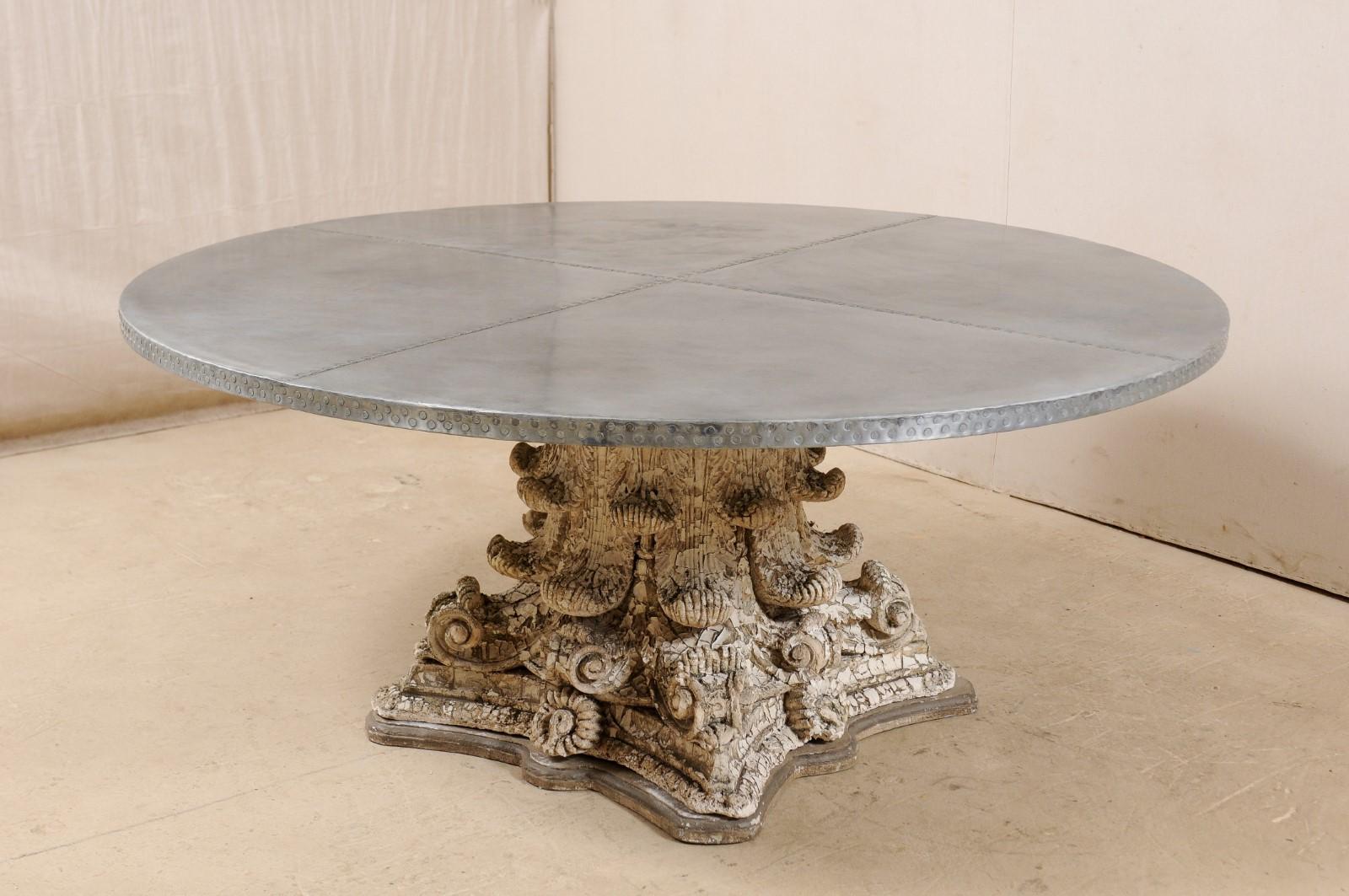 zinc pedestal table
