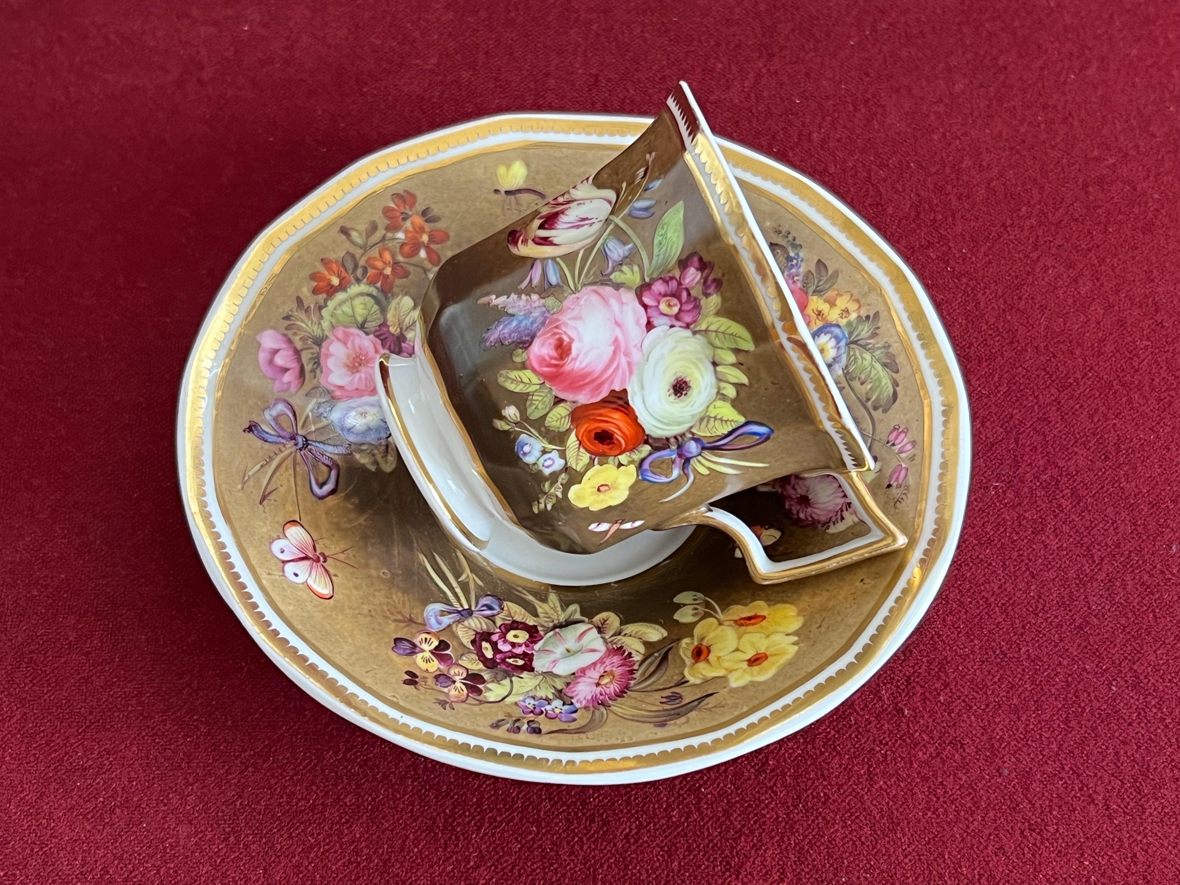 European A Spode porcelain Coffee Cup and Saucer very finely decorated c.1830 For Sale