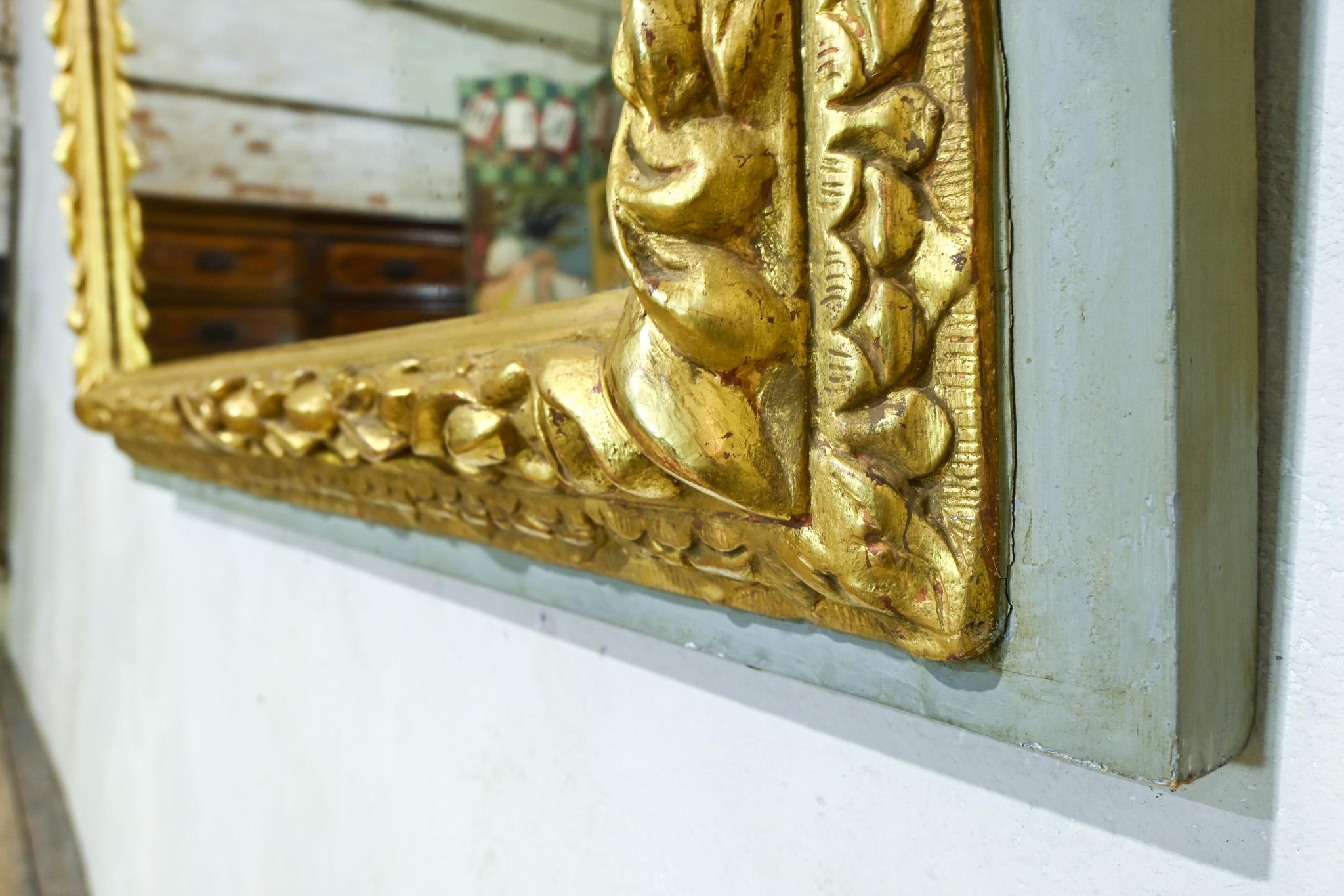 A Square 18th Century Swedish Painted Overmantel Mirror For Sale 8