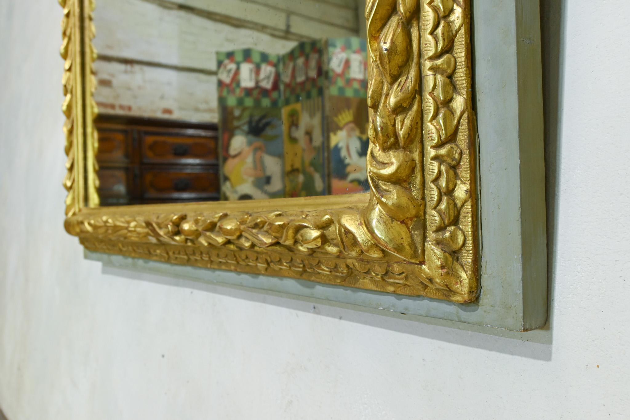 A Square 18th Century Swedish Painted Overmantel Mirror For Sale 9