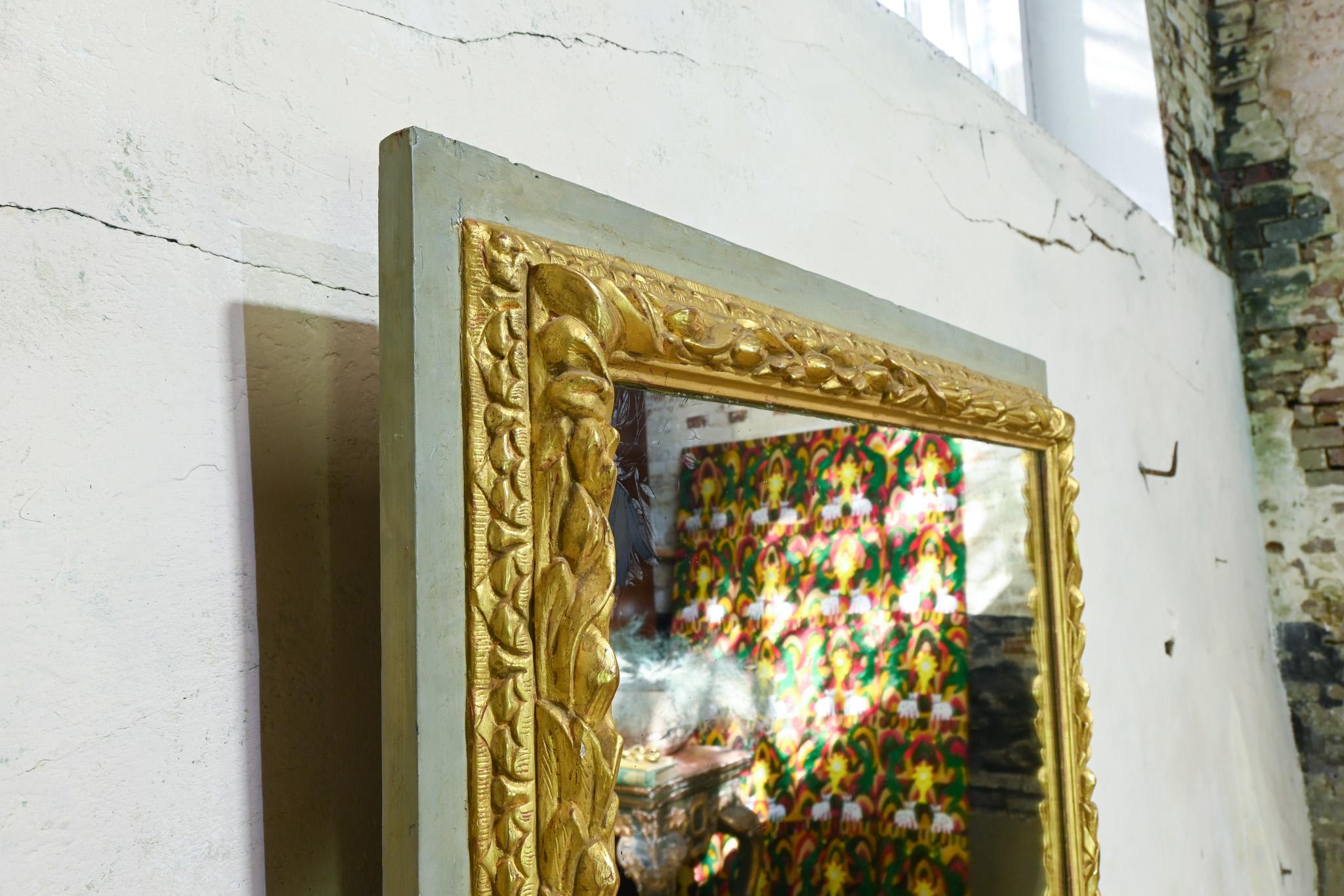 Gilt A Square 18th Century Swedish Painted Overmantel Mirror For Sale