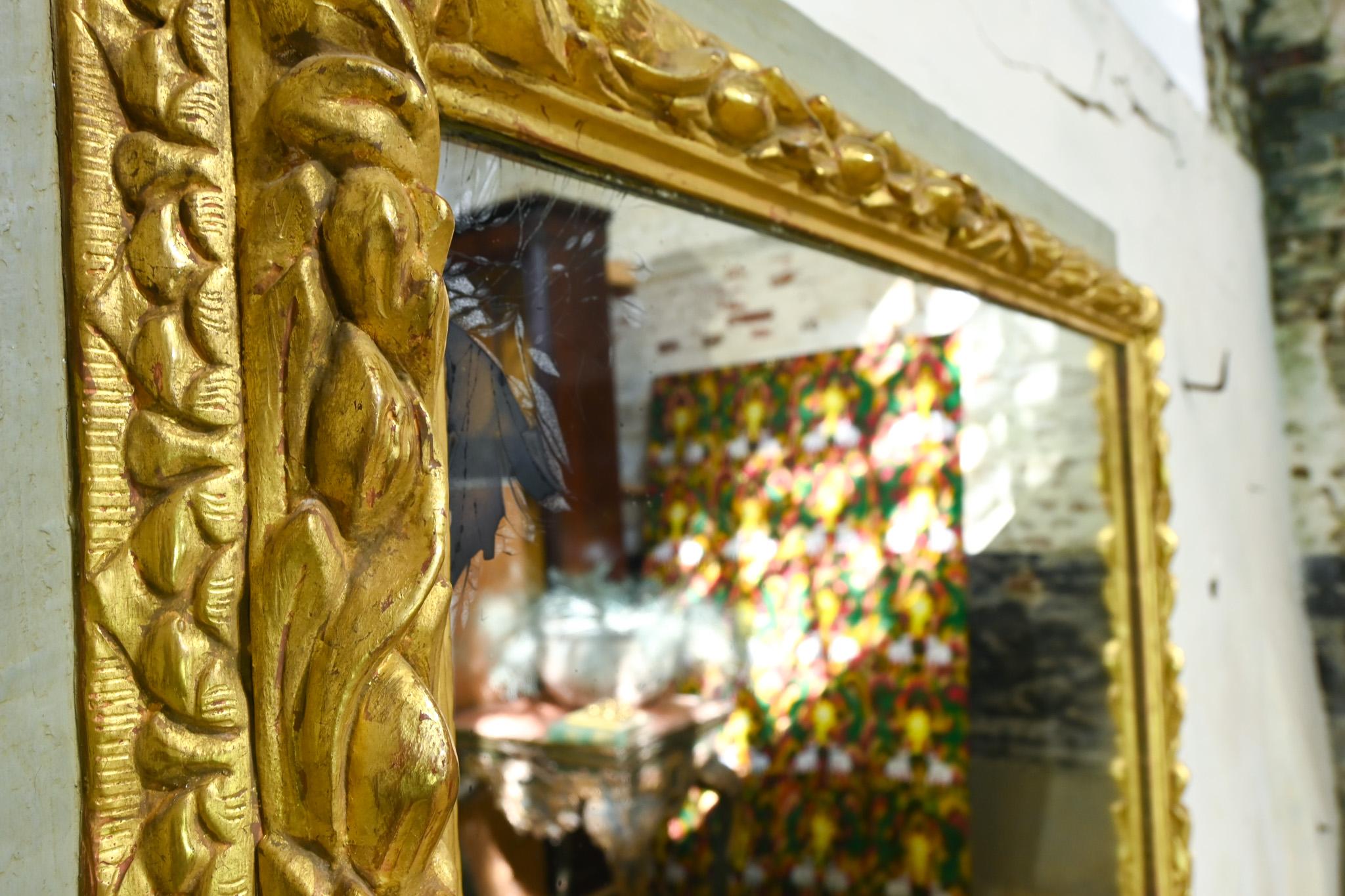 18th Century and Earlier A Square 18th Century Swedish Painted Overmantel Mirror For Sale