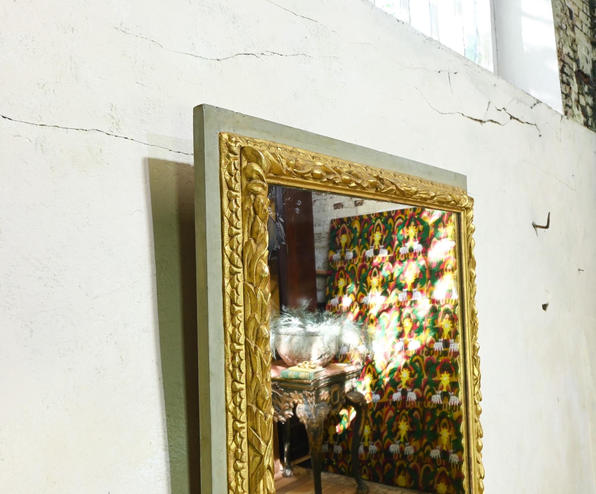 A Square 18th Century Swedish Painted Overmantel Mirror For Sale 1