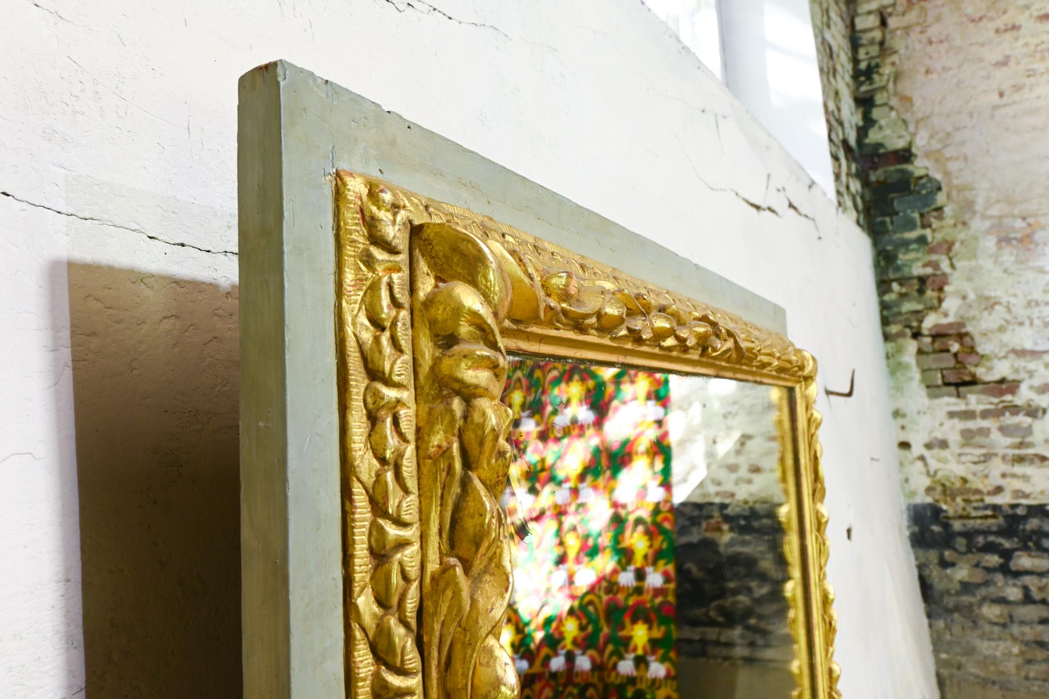 A Square 18th Century Swedish Painted Overmantel Mirror For Sale 2