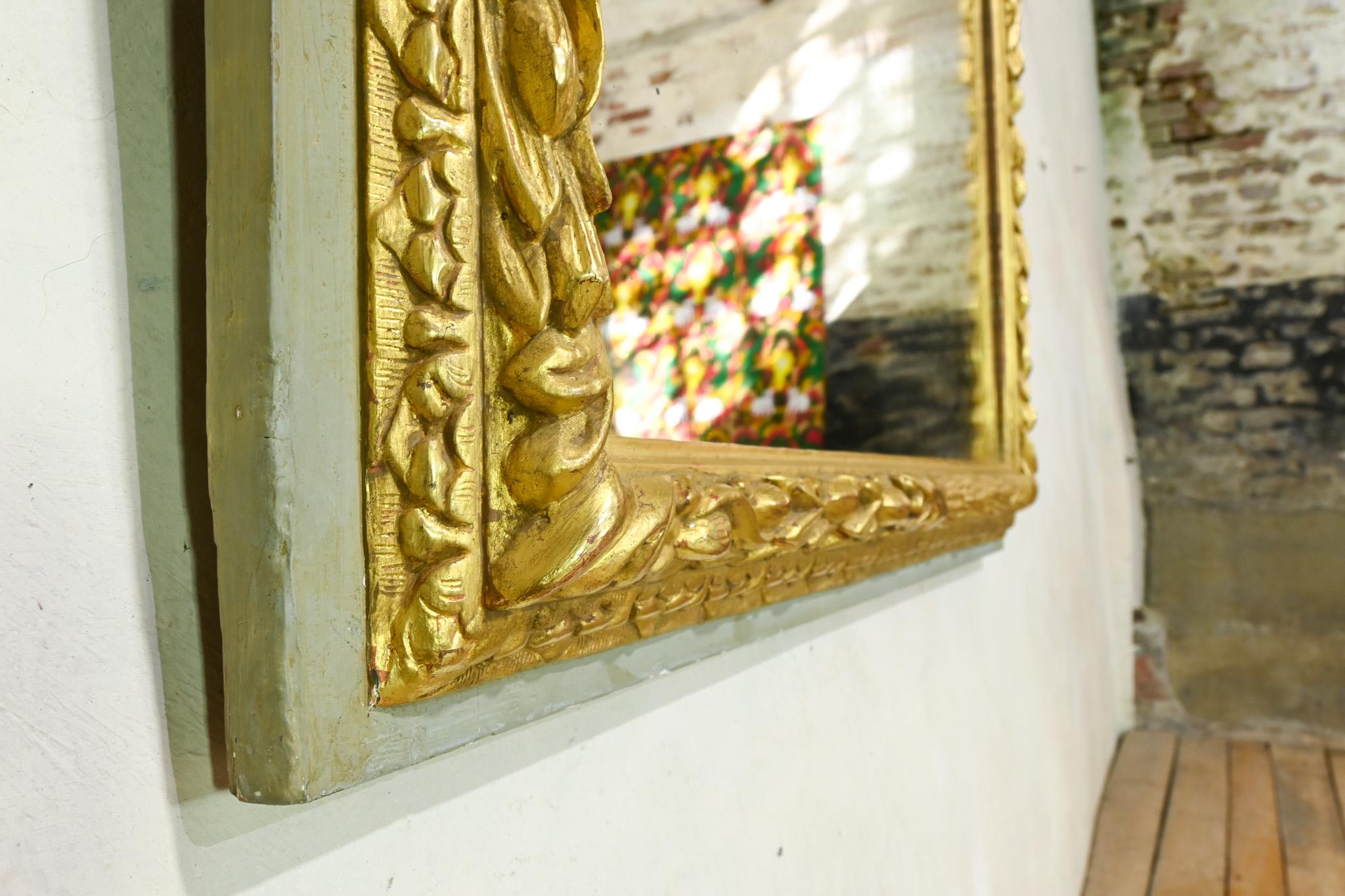 A Square 18th Century Swedish Painted Overmantel Mirror For Sale 3
