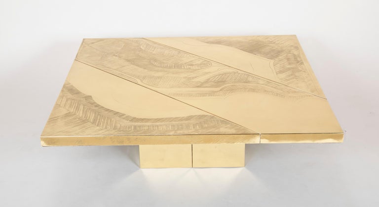 Square Acid Etched Brass Table by Jenalzi Square Acid Etched Brass Table by Jenalzi