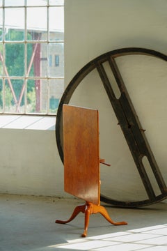 A Square Antique Swedish Folding Table in Burl Wood, Late 19th Century